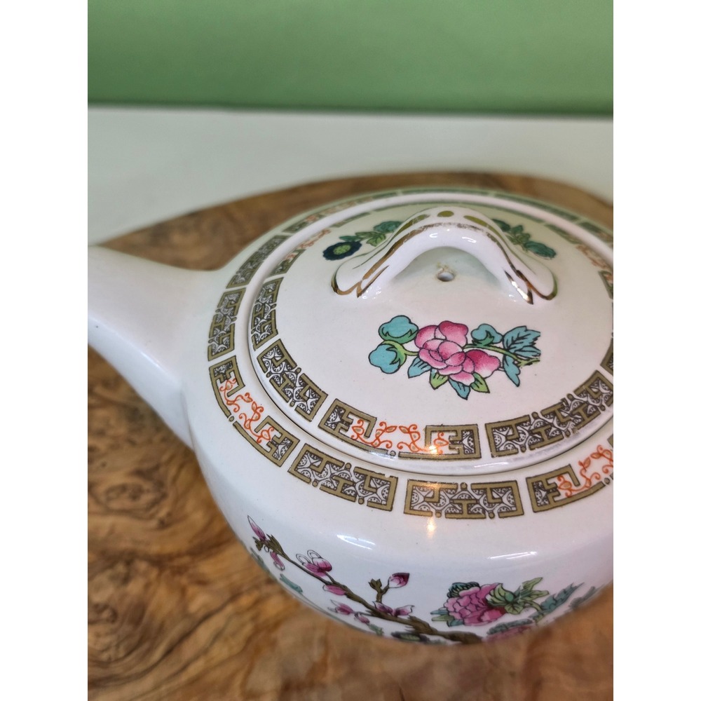 Vintage John Maddock Indian Tree Teapot England 1930s Floral Ironstone Gold Trim - Picture 2 of 16